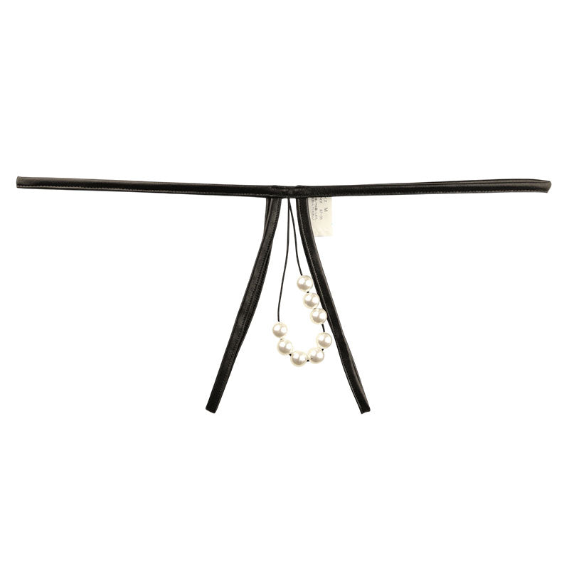 ラ・ポーム メタリックTバックショーツ 伸縮性ヌメリ感 8連パール付き 219026