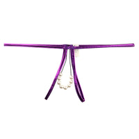 ラ・ポーム メタリックTバックショーツ 伸縮性ヌメリ感 8連パール付き 219026