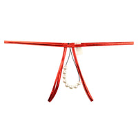 ラ・ポーム メタリックTバックショーツ 伸縮性ヌメリ感 8連パール付き 219026