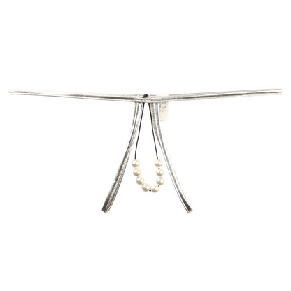 La-Pomme Metallic T-back Shorts with Stretchy, Silky Feel and 8-Pearl Strand 219026