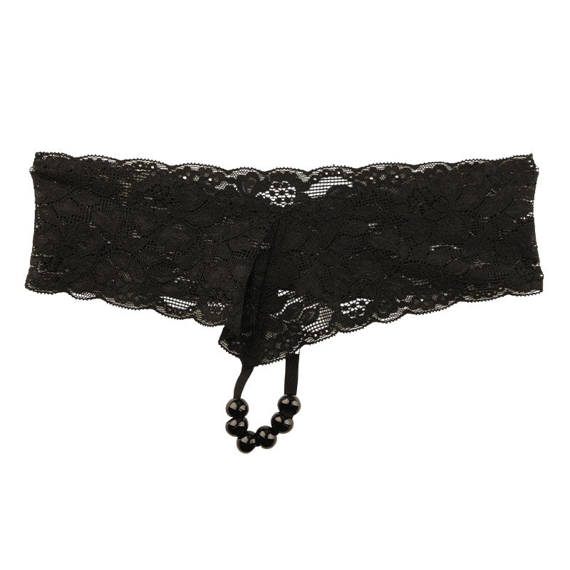 La Paum G-String, Sheer Lace, Flexible, 6-Piece Front Black Ball String, 219029
