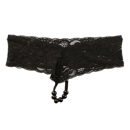 La Paum G-String, Sheer Lace, Flexible, 6-Piece Front Black Ball String, 219029
