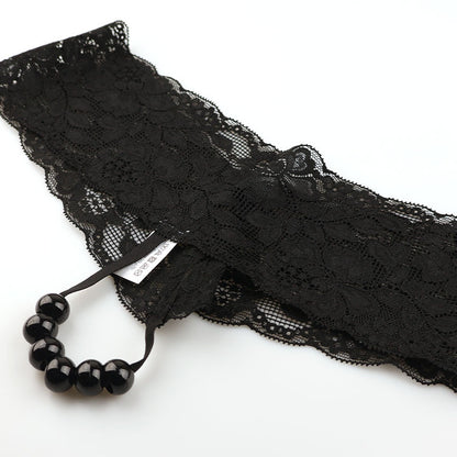 La Paum G-String, Sheer Lace, Flexible, 6-Piece Front Black Ball String, 219029