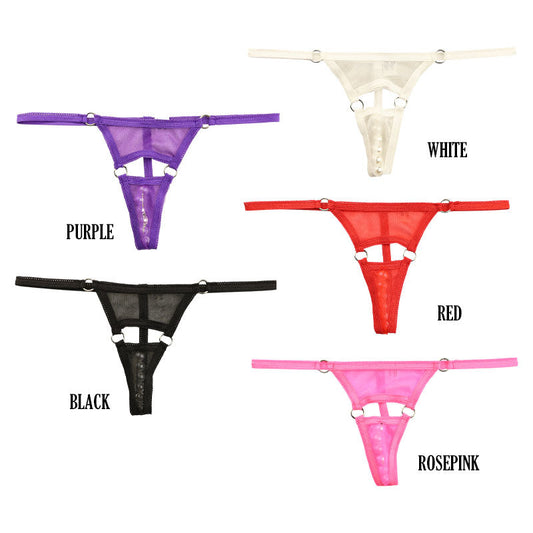 La Paume Spark Half Fabric, Sheer, Mist Lame, Crotch Split, 6 Pearls, G-String Shorts 220017