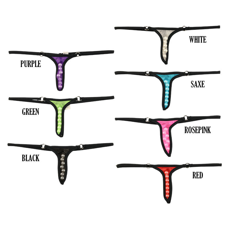 ラ・ポーム セクシーで個性的 Gストリング ミストラメ透け 7連パール 220020