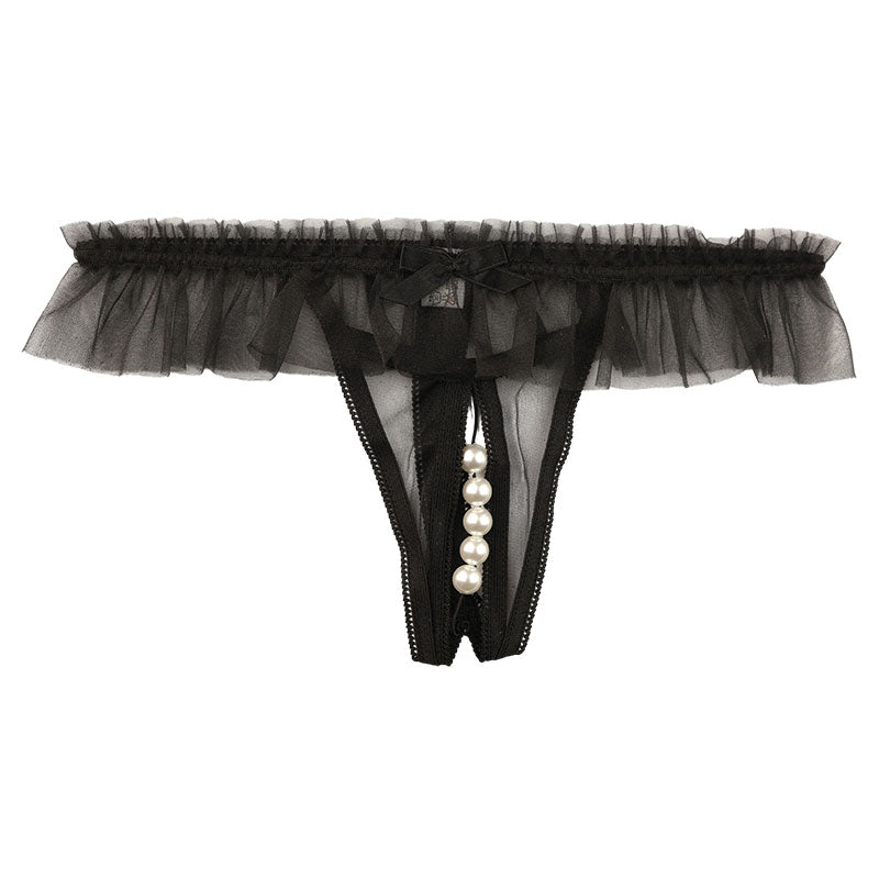 La-Pomme 5-Strand Pearl G-String Shorts Made with Spark Half Fabric, Featuring a Shimmering and Airy Feel 221018