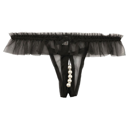 La-Pomme 5-Strand Pearl G-String Shorts Made with Spark Half Fabric, Featuring a Shimmering and Airy Feel 221018