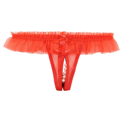 La-Pomme 5-Strand Pearl G-String Shorts Made with Spark Half Fabric, Featuring a Shimmering and Airy Feel 221018