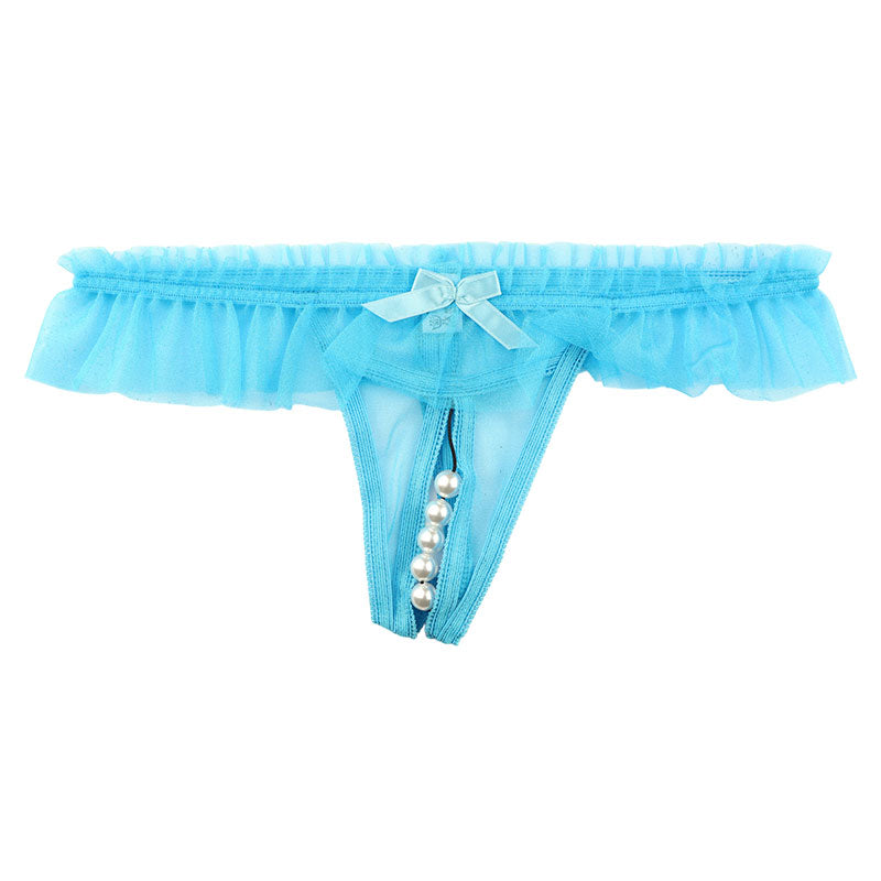 La-Pomme 5-Strand Pearl G-String Shorts Made with Spark Half Fabric, Featuring a Shimmering and Airy Feel 221018