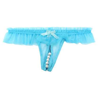 La-Pomme 5-Strand Pearl G-String Shorts Made with Spark Half Fabric, Featuring a Shimmering and Airy Feel 221018