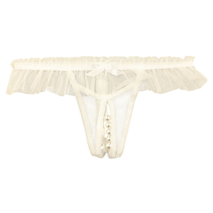 La-Pomme 5-Strand Pearl G-String Shorts Made with Spark Half Fabric, Featuring a Shimmering and Airy Feel 221018