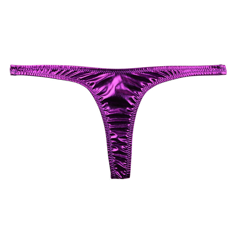 La Paum metallic fabric, glossy, slimming T-front, high-cut thong shorts, 222017