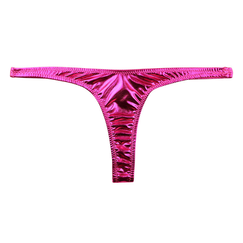 La Paum metallic fabric, glossy, slimming T-front, high-cut thong shorts, 222017