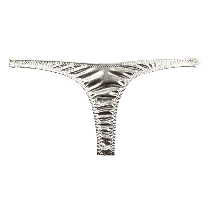 La Paum metallic fabric, glossy, slimming T-front, high-cut thong shorts, 222017