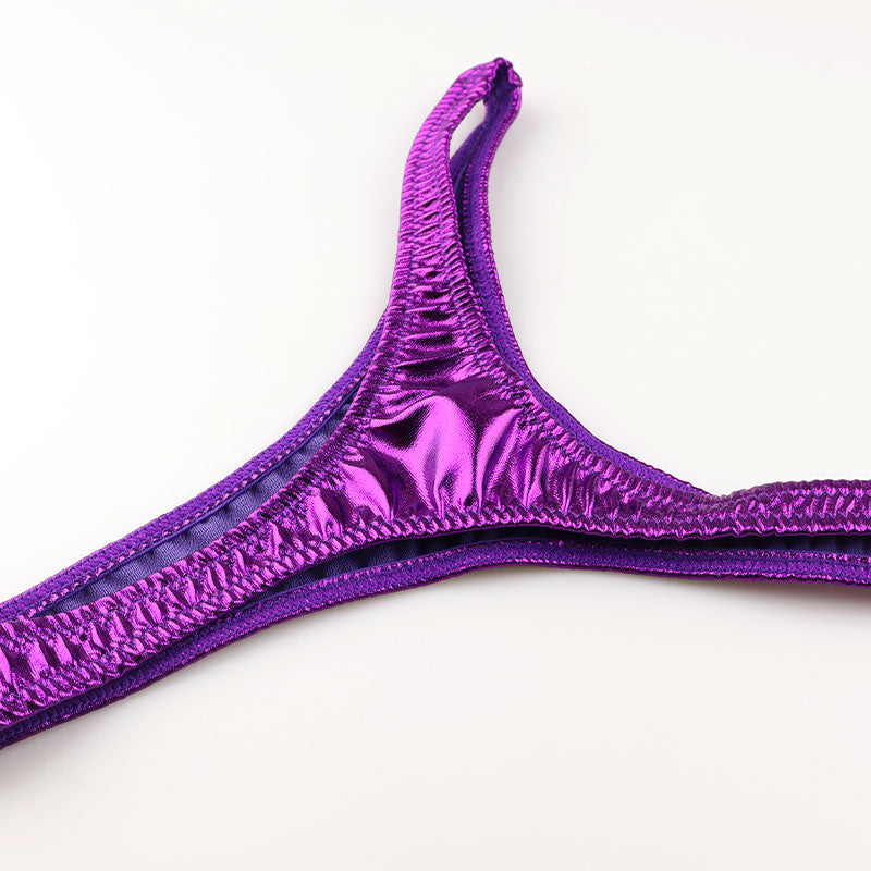 ラ・ポーム メタリック生地 光沢感 細くなったTフロント ハイカットTバックショーツ 222017