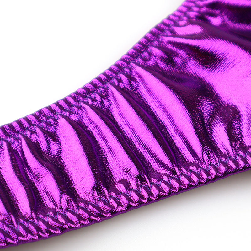 ラ・ポーム メタリック生地 光沢感 細くなったTフロント ハイカットTバックショーツ 222017