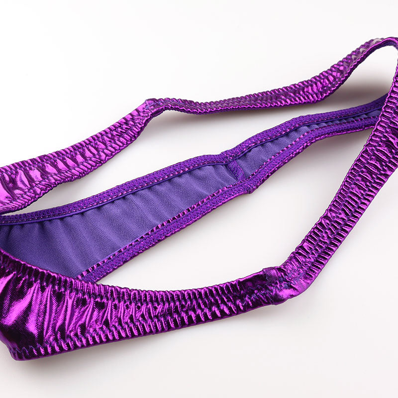 ラ・ポーム メタリック生地 光沢感 細くなったTフロント ハイカットTバックショーツ 222017