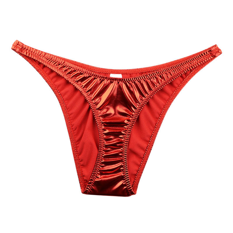 La Paum metallic fabric, glossy, slimming T-front, high-cut, half-back shorts, 222018