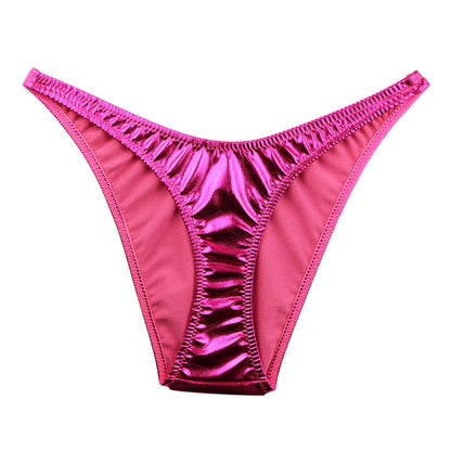 La Paum metallic fabric, glossy, slimming T-front, high-cut, half-back shorts, 222018