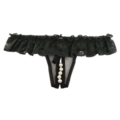 La-Pomme G-string shorts with 5 pearls, made from Spark Half fabric, renowned for its shimmering, airy feel. 223011