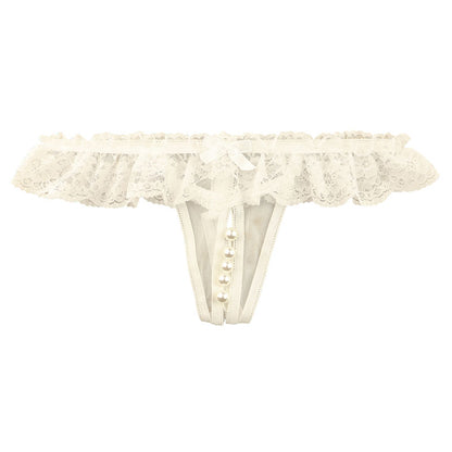 La-Pomme G-string shorts with 5 pearls, made from Spark Half fabric, renowned for its shimmering, airy feel. 223011