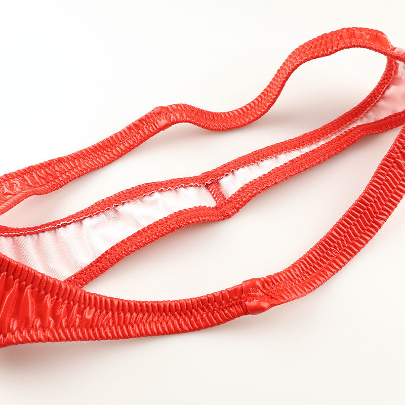 La Paum patent leather high-cut thong panties with a glossy finish and slimming T-front (223013)