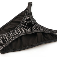 La Paum patent leather fabric, glossy finish, slimming T-front, high-cut, half-back shorts, 223014