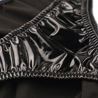 La Paum patent leather fabric, glossy finish, slimming T-front, high-cut, half-back shorts, 223014