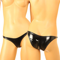 La Paum patent leather fabric, glossy finish, slimming T-front, high-cut, half-back shorts, 223014