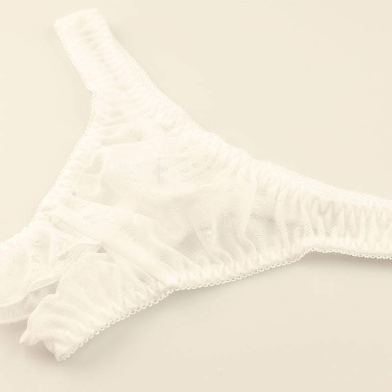 La Paum Airy See-Through NHK Fabric Simple Design Open Crotch T-Back Panties 317049