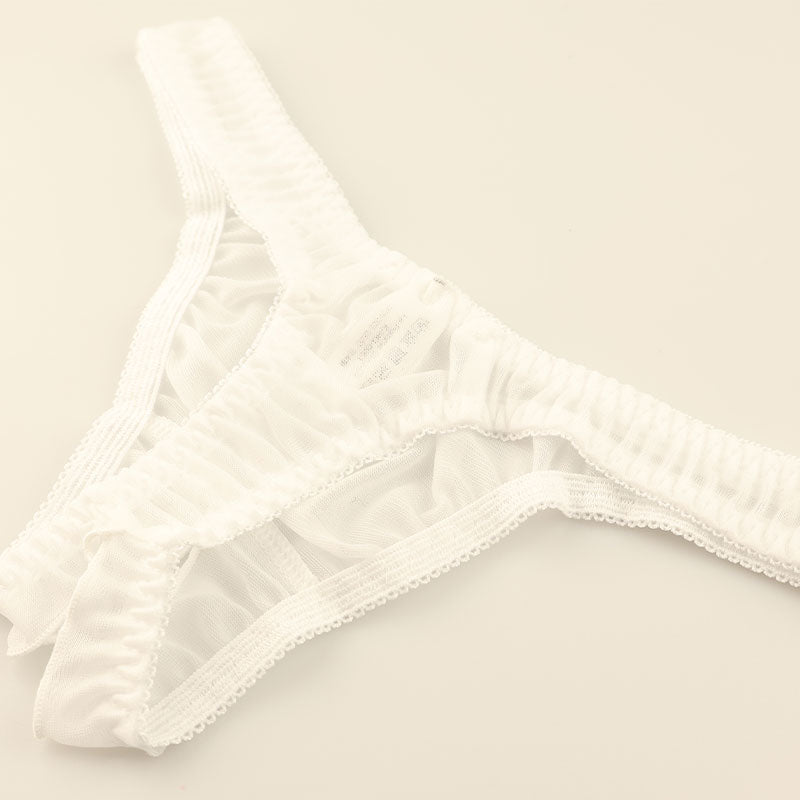 La Paum Airy See-Through NHK Fabric Simple Design Open Crotch T-Back Panties 317049