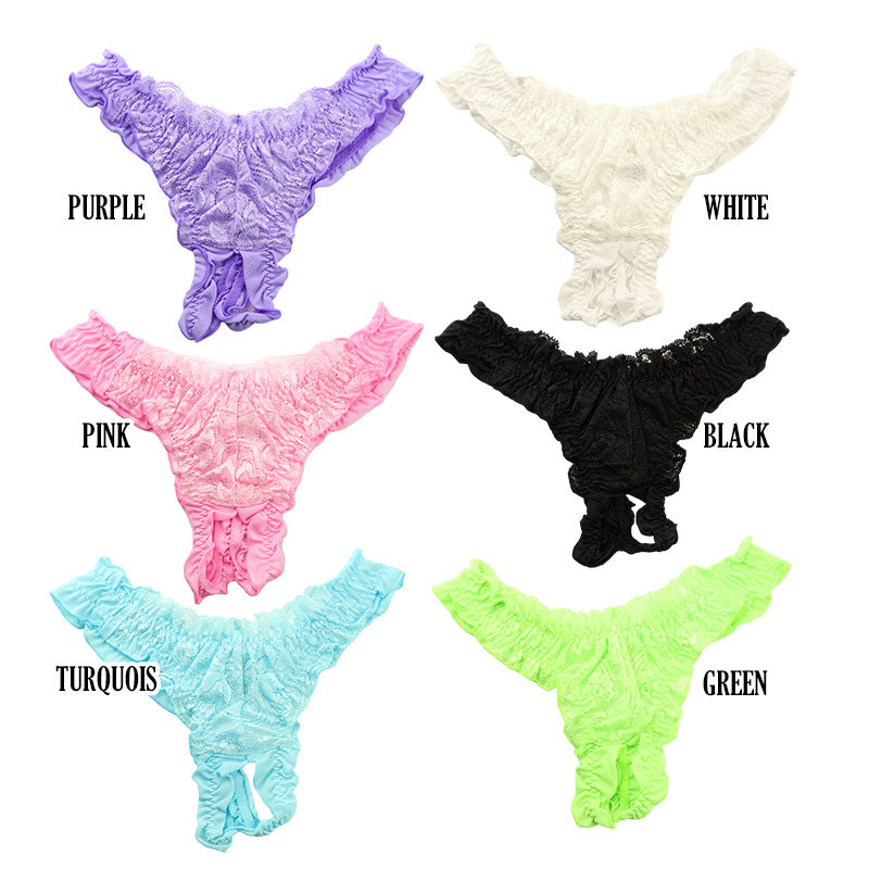 La-Pomme 1WAY Tricot Fabric Stretch Lace Crotch Thong Lingerie 319214