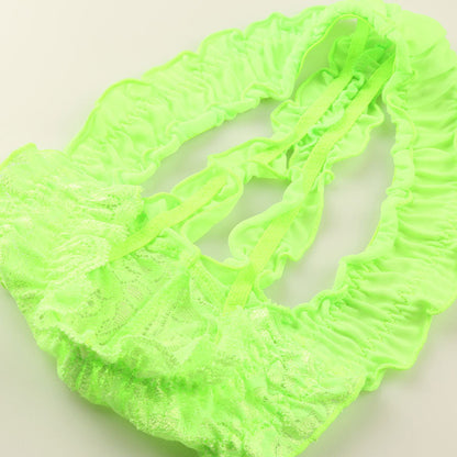 La-Pomme 1WAY Tricot Fabric Stretch Lace Crotch Thong Lingerie 319214