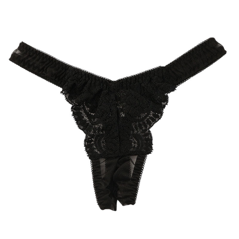 La Paume 20 Half Fabric Beautiful Lace Open Crotch Crotch Thong Shorts 319220