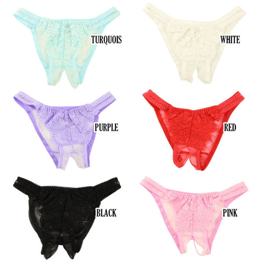 La-Pomme 20 Half Fabric, Beautiful Lace, Open Crotch, Crotch Split, Half Back Shorts 319221