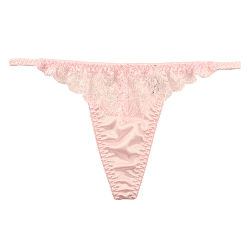La Paum Sexy &amp; Elegant Women's G-String, Glossy Felica Material with Lace Combination, 319235