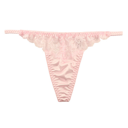 La Paum Sexy &amp; Elegant Women's G-String, Glossy Felica Material with Lace Combination, 319235