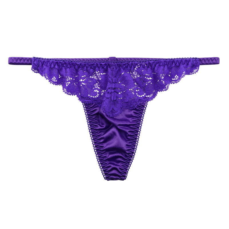 La Paum Sexy &amp; Elegant Women's G-String, Glossy Felica Material with Lace Combination, 319235