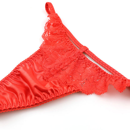 La Paum Sexy &amp; Elegant Women's G-String, Glossy Felica Material with Lace Combination, 319235