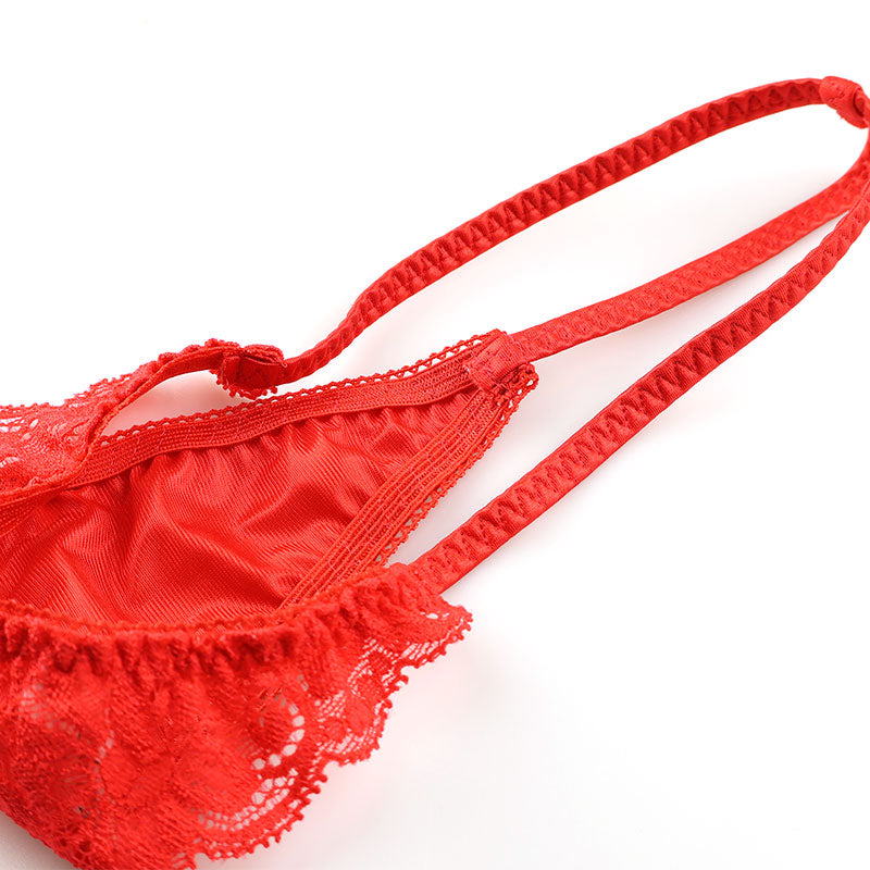La Paum Sexy &amp; Elegant Women's G-String, Glossy Felica Material with Lace Combination, 319235