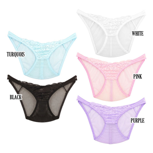 La-Pomme 20-denier sheer fabric single-layer full-back shorts with beautiful lace, 319241