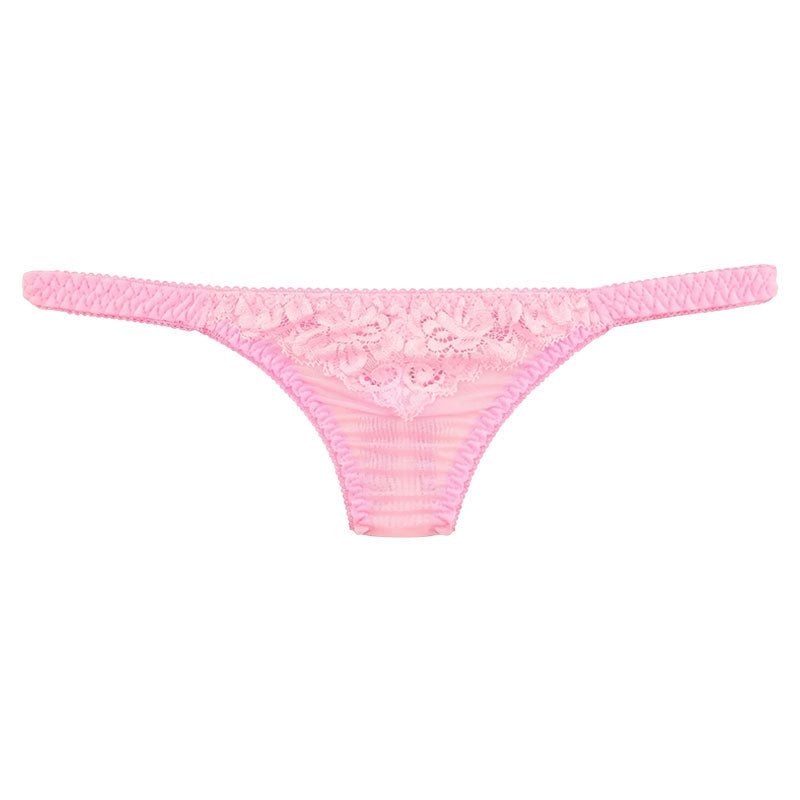 La-Pomme: Ultra-shallow nano T-back shorts featuring NHK fabric and beautiful lace, 319244
