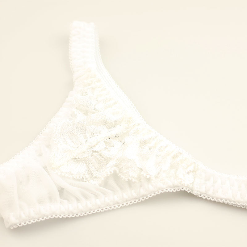 La-Pomme: Ultra-shallow nano T-back shorts featuring NHK fabric and beautiful lace, 319244