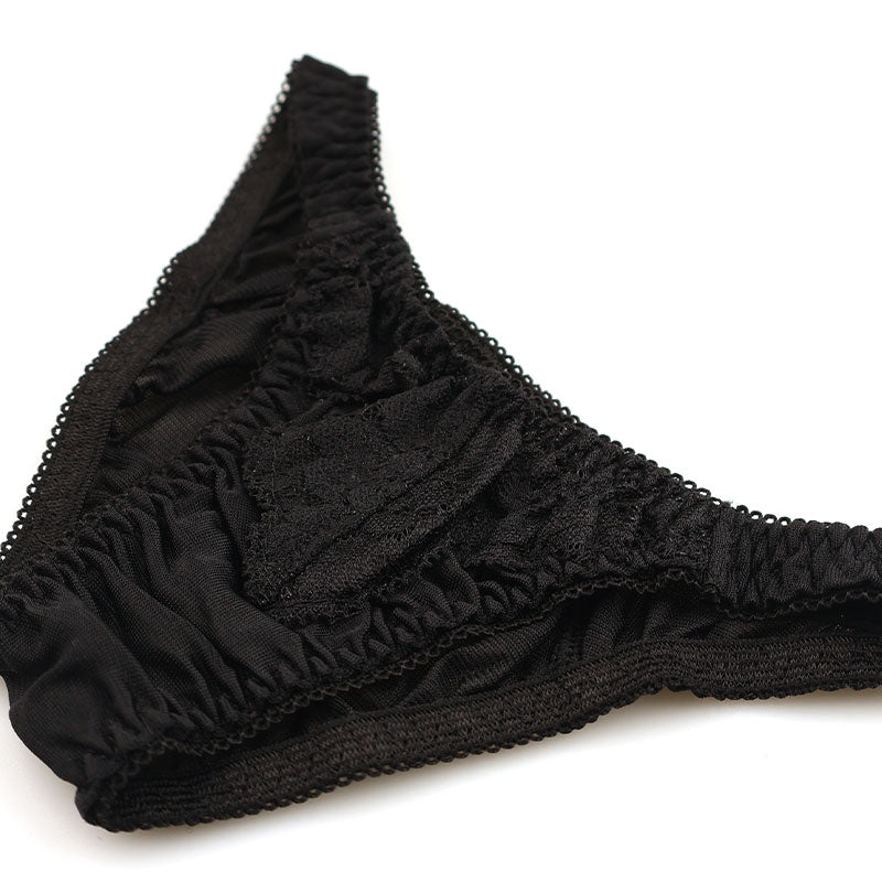 La-Pomme NHK fabric ultra-shallow nano half-back shorts with beautiful lace 319245