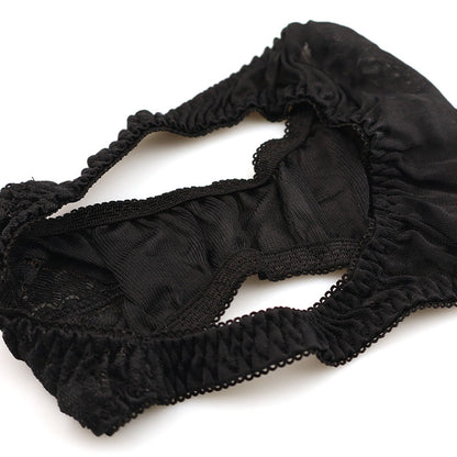 La-Pomme NHK fabric ultra-shallow nano half-back shorts with beautiful lace 319245