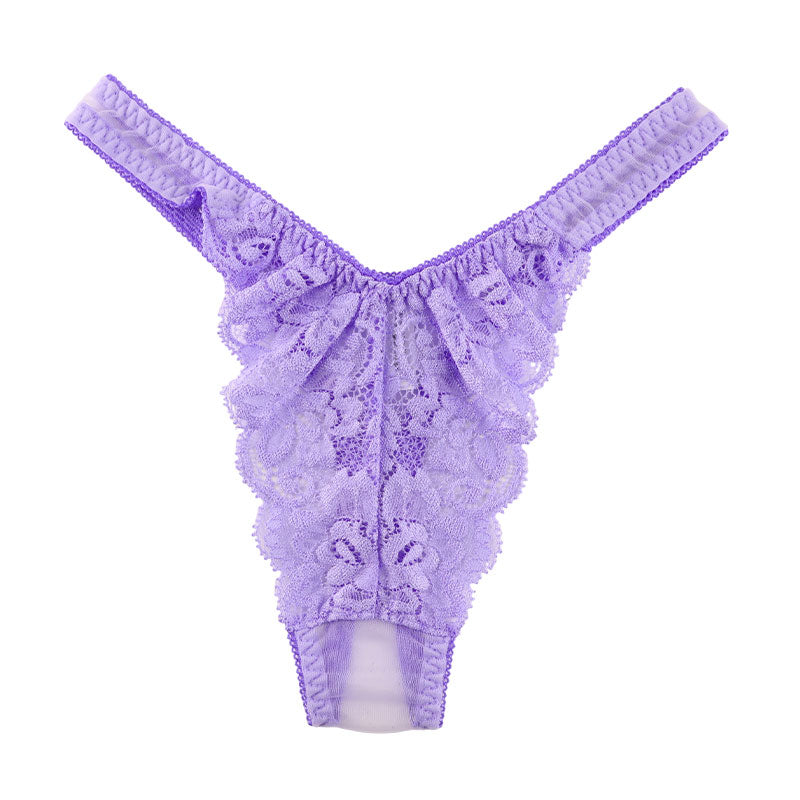 La Paum Gorgeous Lace &amp; Sheer T-Back Panties, Lightweight 20 Half Material, 320117