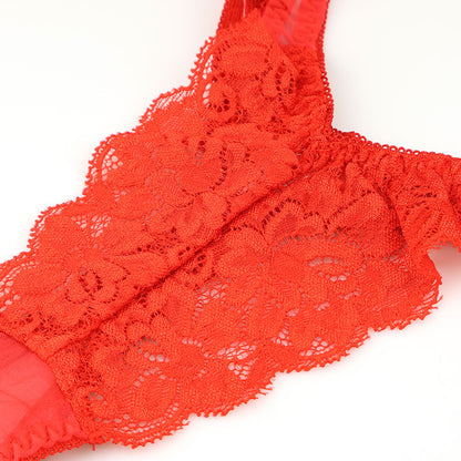 ラ・ポーム 華やかレース＆透けTバックショーツ 軽やか20ハーフ素材 320117