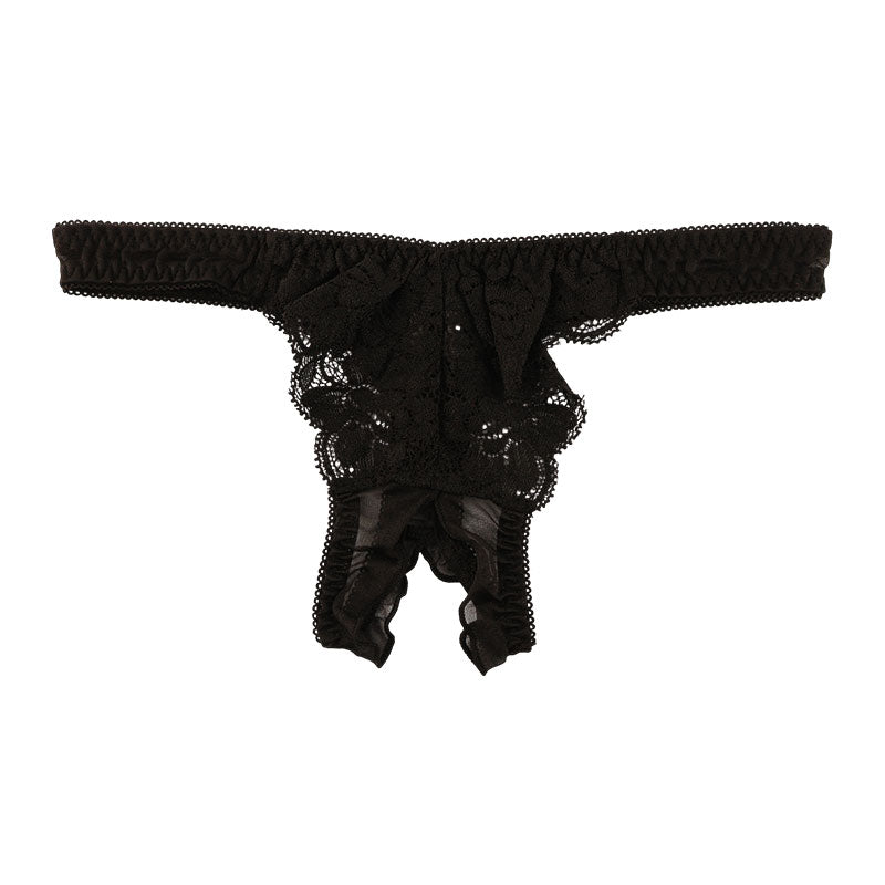 ラ・ポーム シースルー＆レース オープンクロッチTバックショーツ 320119