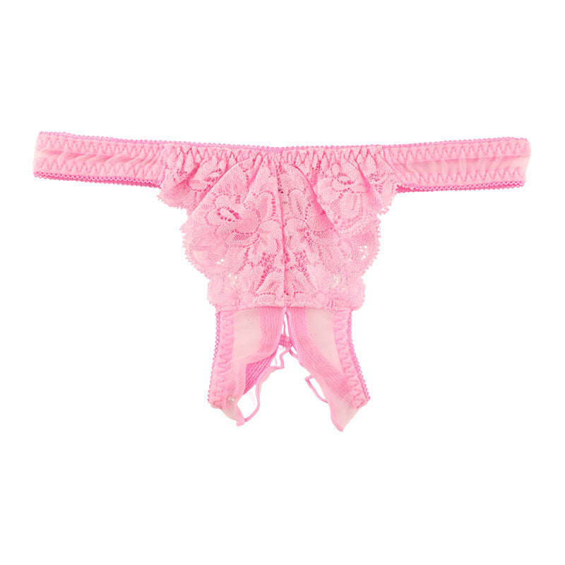 ラ・ポーム シースルー＆レース オープンクロッチTバックショーツ 320119