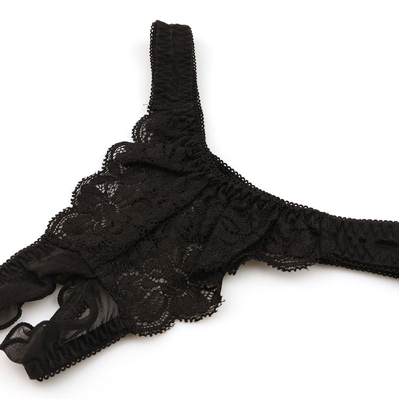 ラ・ポーム シースルー＆レース オープンクロッチTバックショーツ 320119